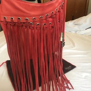 Lucky brand red fringe cross bag
